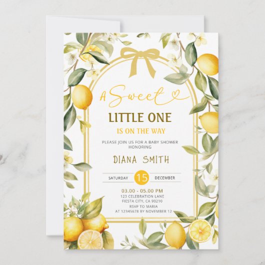 Lemon A Sweet Little One Baby shower Uitnodigen Kaart (Voorkant)