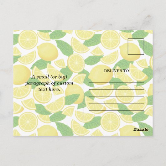 Lemon-achtergrond Briefkaart (Achterkant)