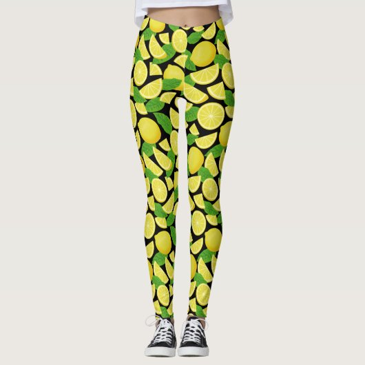 Lemon-achtergrond Leggings (Voorkant)