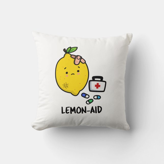 Lemon-aid Funny First Aid Lemon Pun Kussen (Voorkant)