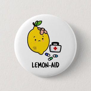 Lemon-aid Funny First Aid Lemon Pun Ronde Button 5,7 Cm
