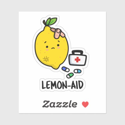 Lemon-aid Funny First Aid Lemon Pun Sticker (Vel)