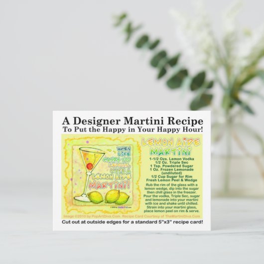 Lemon Aide Martini Recept Briefkaart (Staand voorkant)