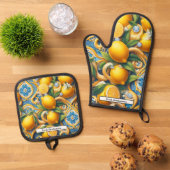 Lemon Amalfi Coast Diamonds Ovenwant & Pannenlap Set (Top down)