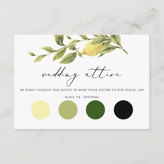 Lemon Amalfi Kust Bruiloft Kleding Enclosure Kaart (Voorkant)