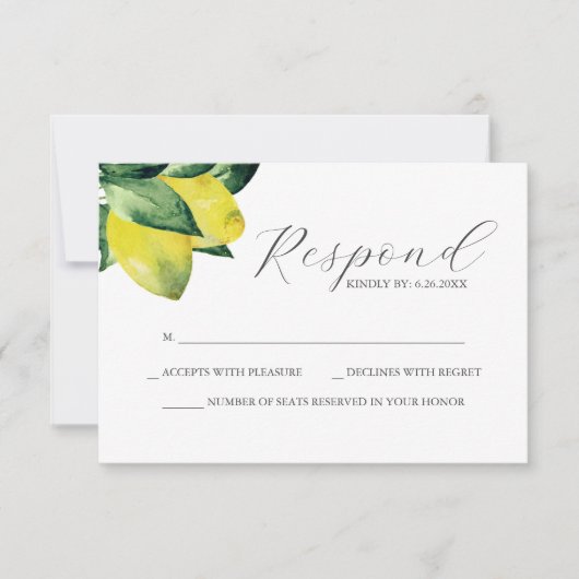 Lemon Amalfi Tegel Bruiloft RSVP Kaart (Voorkant)