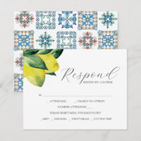 Lemon Amalfi Tegel RSVP-kaarten met maaltijdkeuze