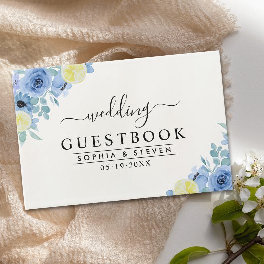 Lemon and Blue Mediterranean Wedding Gastenboek