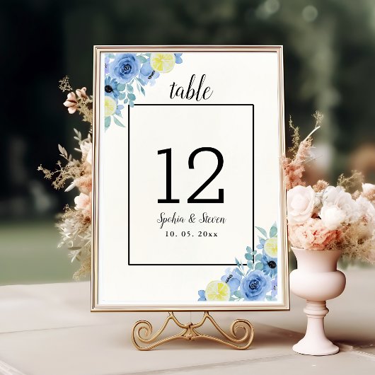 Lemon and Blue Mediterranean Wedding Kaart