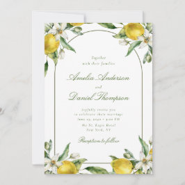 Lemon and Floral Frame Wedding Invitation Kaart