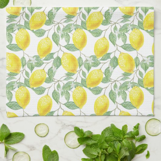 Lemon and Leaves Pattern Theedoek (Gevouwen)