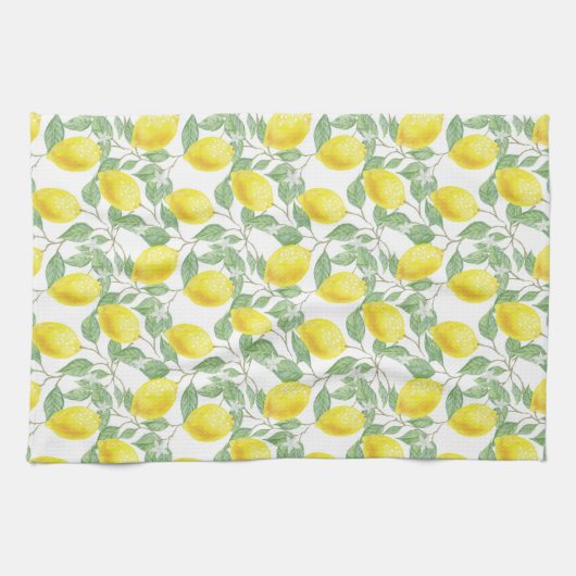 Lemon and Leaves Pattern Theedoek (Horizontaal)