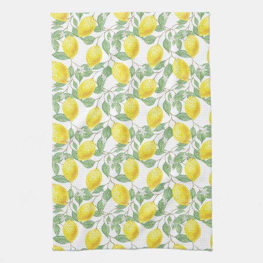 Lemon and Leaves Pattern Theedoek (Verticaal)