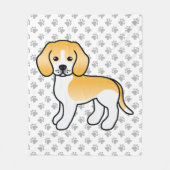 Lemon and White Beagle Cartoon Dog and Paws Fleece Deken (Voorkant)