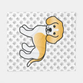 Lemon and White Beagle Cartoon Dog and Paws Fleece Deken (Voorkant (Horizontaal))
