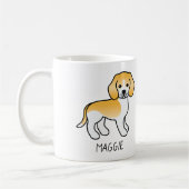 Lemon and White Beagle Cartoon Dog & Custom Text Koffiemok (Links)