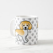 Lemon and White Beagle Cartoon Dog & Paws Koffiemok (Voorkant links)