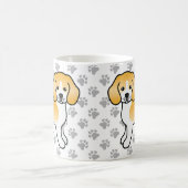 Lemon and White Beagle Cartoon Dog & Paws Koffiemok (Center)