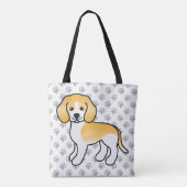 Lemon and White Beagle Cartoon Dog & Paws Tote Bag (Achterkant)