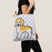 Lemon and White Beagle Cartoon Dog & Paws Tote Bag (Dichtbij)