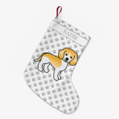 Lemon and White Beagle Cute Cartoon Dog & Name Kleine Kerstsok (Voorkant (Hangend))