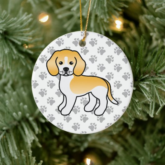 Lemon and White Beagle Dog met aangepaste tekst Keramisch Ornament (Boom)
