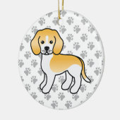 Lemon and White Beagle Dog met aangepaste tekst Keramisch Ornament (Links)