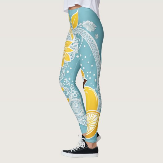 Lemon Aqua AI art Leggings (Links)