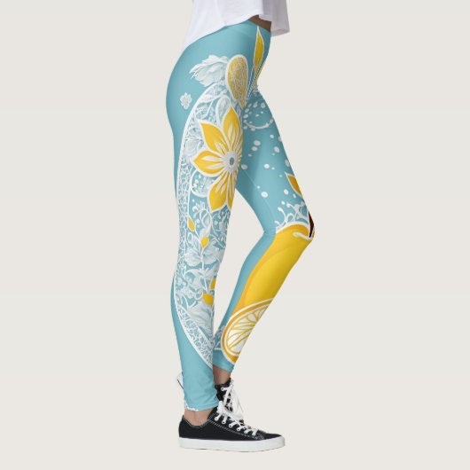 Lemon Aqua AI art Leggings (Rechts)
