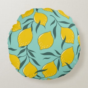 Lemon Art Mode Abstract Naadloos Rond Kussen