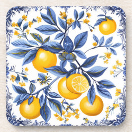 Lemon Azulejo met blauwe elementen Bier Onderzetter