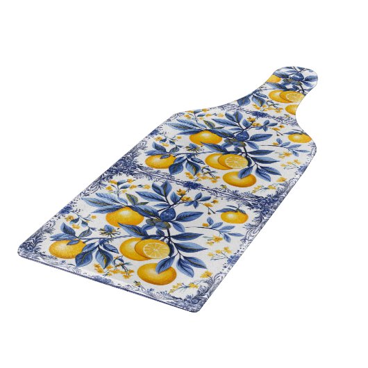 Lemon Azulejo met blauwe elementen Snijplank (Hoek)