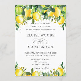 Lemon Azure Summer Greenery Wedding Kaart
