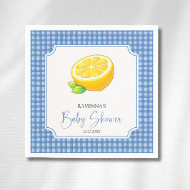 Lemon Baby Blue Geruite Baby Shower Servet