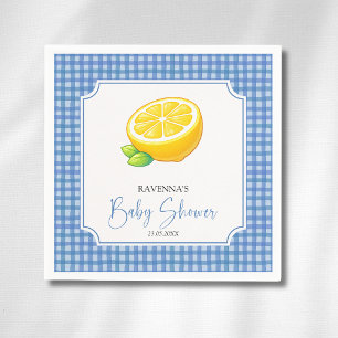 Lemon Baby Blue Geruite Baby Shower Servet