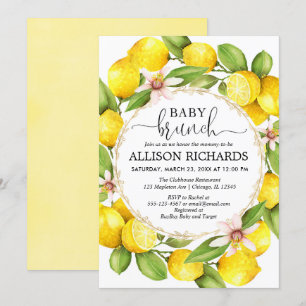Lemon baby brunch douche, citroenen genderneutraal kaart