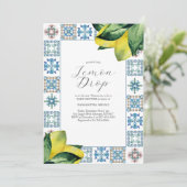 Lemon Baby Douche Uitnodigingen Lemondrop Thema (Staand voorkant)