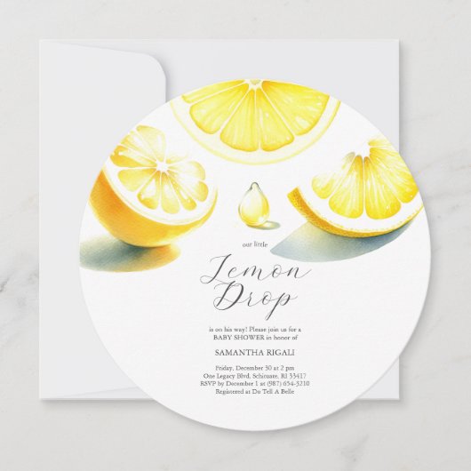 Lemon Baby Douche Uitnodigingen Lemondrop Thema (Voorkant)