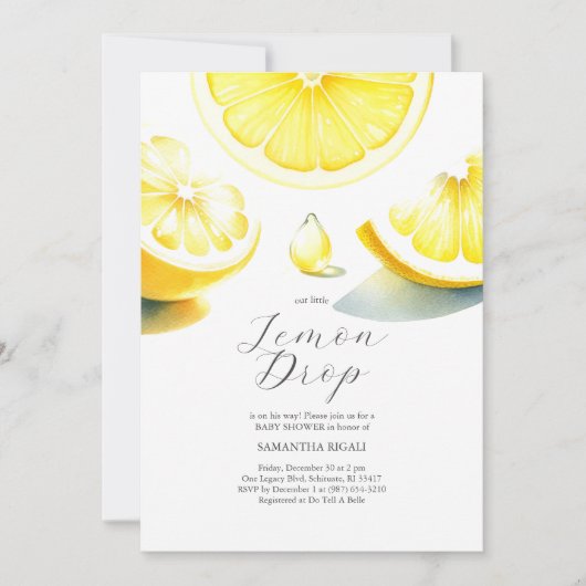 Lemon Baby Douche Uitnodigingen Lemondrop Thema (Voorkant)