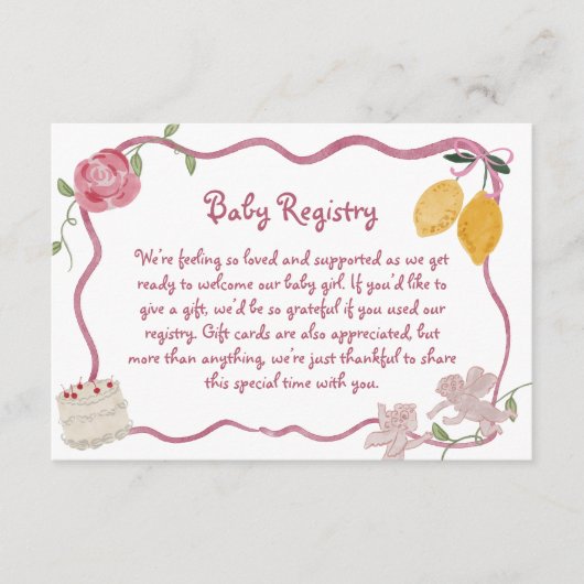 Lemon Baby Girl Gift Registry Details Informatiekaartje (Voorkant)