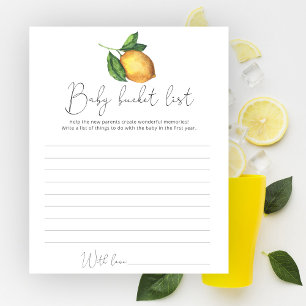 Lemon baby shower Baby bucket list spel