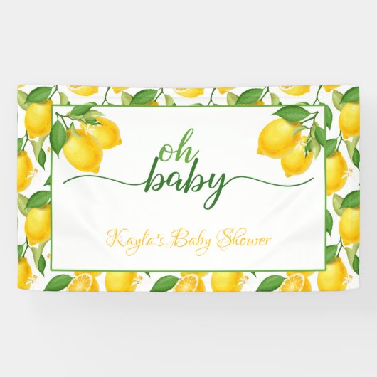 Lemon Baby shower Banner - Oh Baby (Horizontaal)