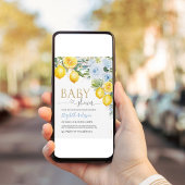 Lemon Baby shower Blue Gold Lemon Shower Kaart