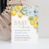 Lemon Baby shower Blue Gold Lemon Shower Kaart