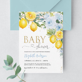 Lemon Baby shower Blue Gold Lemon Shower Kaart