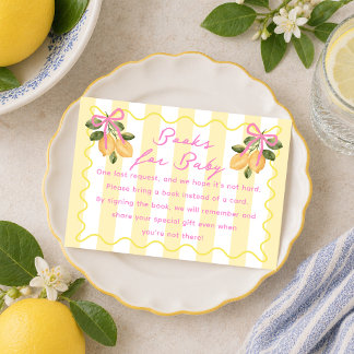 Lemon Baby Shower Books for Baby Enclosure Card Informatiekaartje