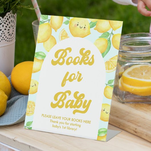 Lemon Baby shower Books for Baby Reclamebord Met Voetstuk