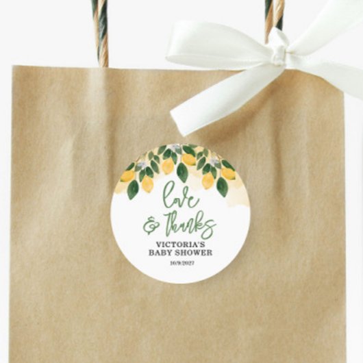 Lemon Baby shower Dank u Ronde Sticker