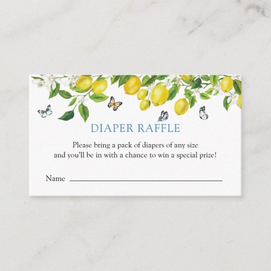 Lemon Baby shower Diaper Raffle Informatiekaartje (Voorkant)