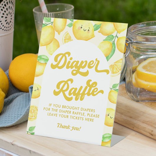 Lemon Baby shower Diaper Raffle Reclamebord Met Voetstuk